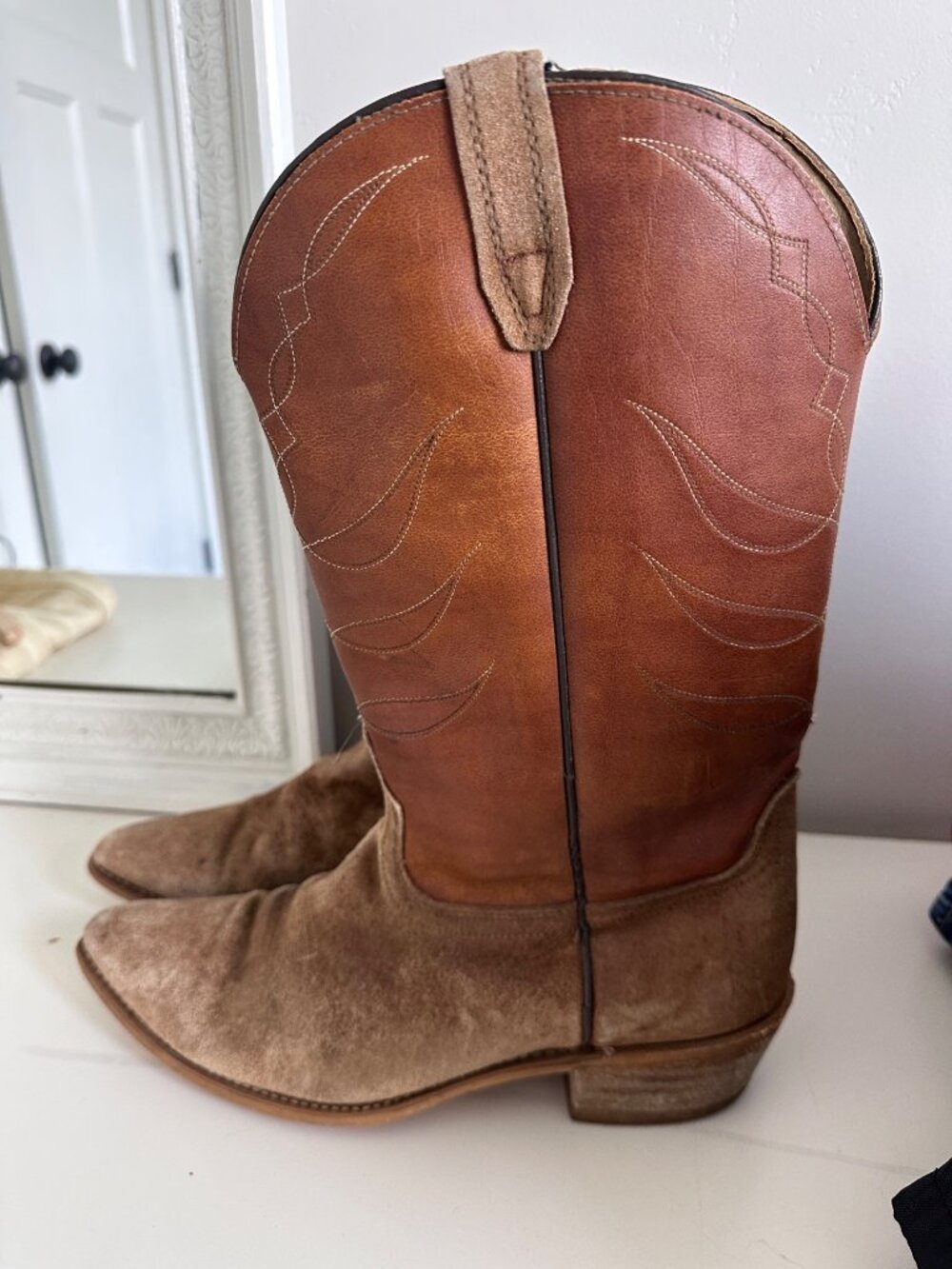 Vtg Cowboy Boots Mens 11 Acme Rough Out Suede Leather Western Country USA Made
